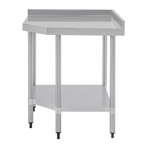 Vogue Stainless Steel Corner Table 800x600x960mm