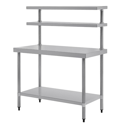 Vogue Table with Gantry Shelf St/St - 1500x 1200x600mm - CC359