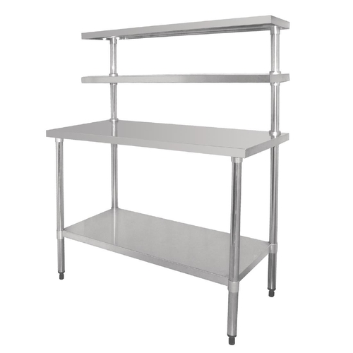 Vogue Table with Gantry Shelf St/St - 1500x1800x600mm - CC360