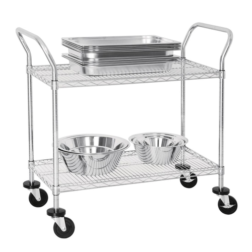 Vogue 2 tier Chrome Wire Trolley 910x457x960mm