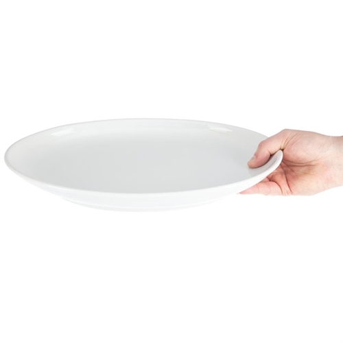 Olympia Whiteware French Deep Oval Plate White - 365mm 14 1/4" (Box of 2) - CC891