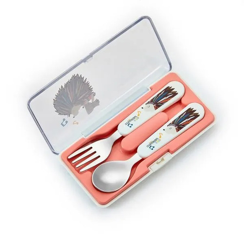 Cuitisan Infant Spoon & Fork Set with Case Pink