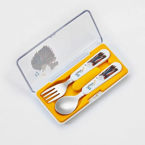 Cuitisan Infant Spoon & Fork Set with Case Yellow