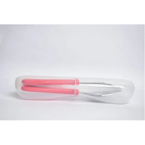 Cuitisan Infant Kid Smart Spoon Fork Set w/Case Pink