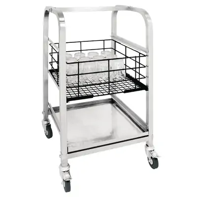 Vogue Glass Racking Trolley 3 Tiers for 350x430mm Baskets