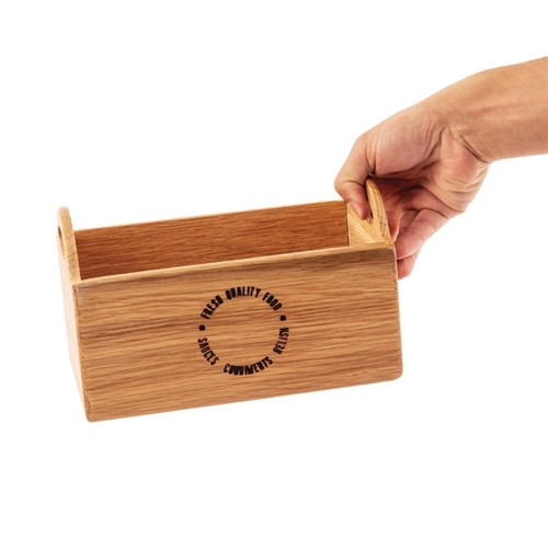 Olympia FSC Oak Utensil Holder Printed One Side 230x145x135mm