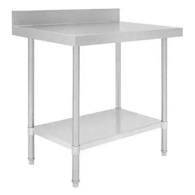 Vogue Premium Stainless Steel Table with Splashback 900x600x900mm