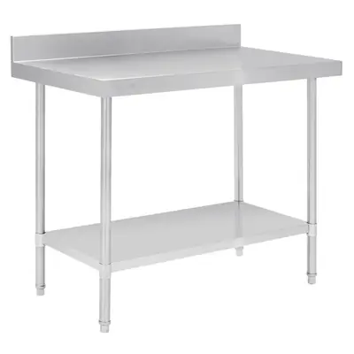 Vogue Premium Stainless Steel Table with Splashback 1200x600x900mm