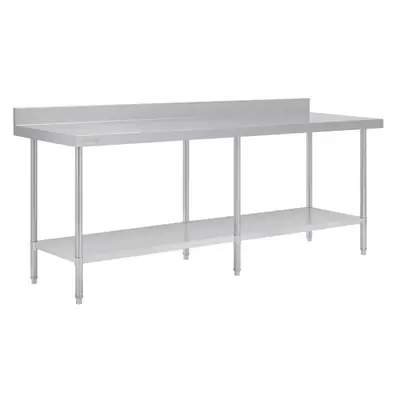 Vogue Premium Stainless Steel Table with Splashback 2400x600x900mm