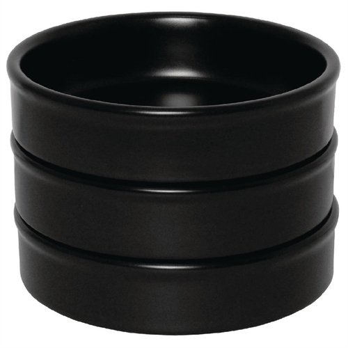 Olympia Tapas Mediterranean Stackable Dishes Black 102mm (Box of 6)
