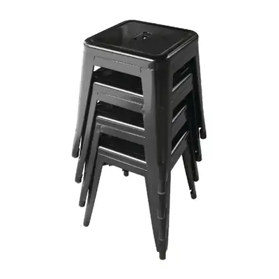 Bolero Low Metal Bar Stools Black (Pack of 4)
