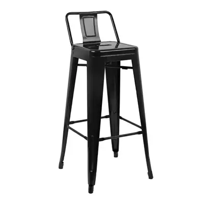 Bolero High Metal Bar Stools with Back Rests Black (Pack of 4)