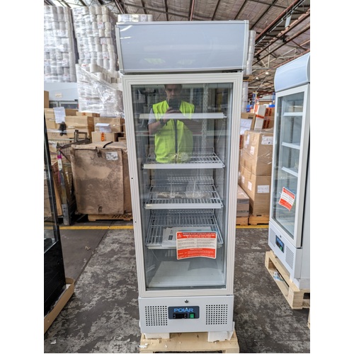 (Clearance) Unboxed, Cracked Light Box - Polar DM075-A G-Series Upright Display Fridge White 218Ltr
