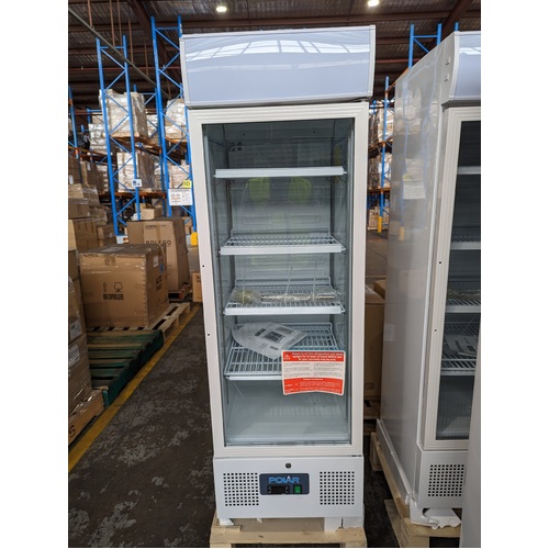 (Clearance) Unboxed, Cracked Light Box - Polar DM075-A G-Series Upright Display Fridge White 218Ltr