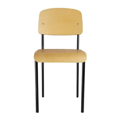 Bolero Wooden Dining Chairs with Black Steel Frame (Pack of 4)