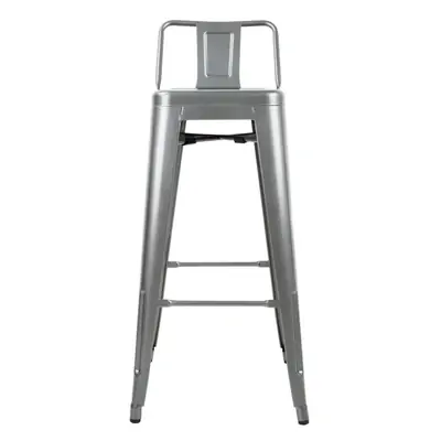 Bolero High Metal Bar Stools with Back Rests Gun Metal Grey (Pack of 4)