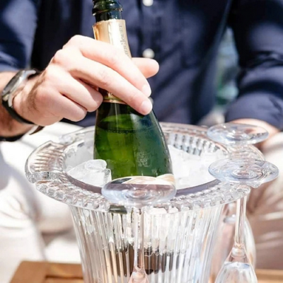 D-Still Bamboo Champagne Bucket 3.8L W/ 6 Flutes 145ml