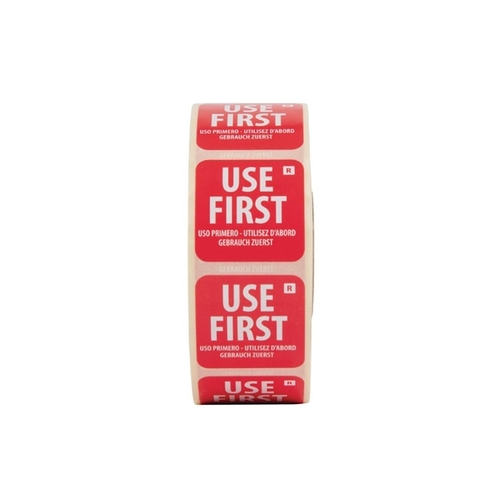 Vogue Removable Use First Labels Red - 25mm (Roll 1000) - E149