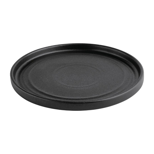 Olympia Cavolo Textured Black Flat Round Plate 220mm (Box of 6)