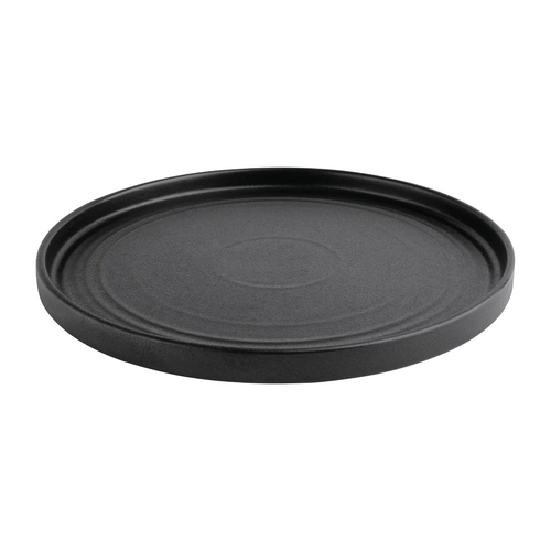 Olympia Cavolo Textured Black Flat Round Plate 270mm (Box of 4)