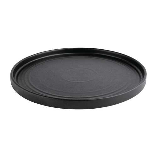 Olympia Cavolo Textured Black Flat Round Plate 270mm (Box of 4) - FD910