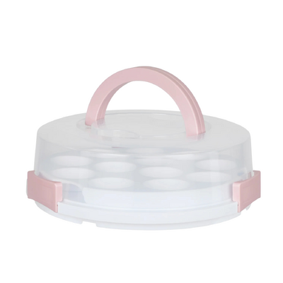 Davis & Waddell Pink & White 2-in-1 Round Cake and Cupcake Carrier 360x360x115mm
