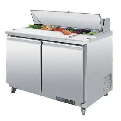 Polar GD882-A U-Series Double Door Prep Counter Fridge 405Ltr