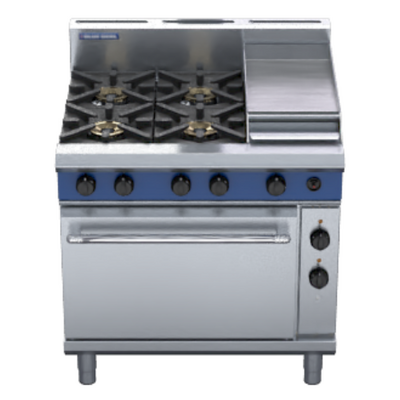 Blue Seal GE506C - 4 Burner Gas Cooktop + 300mm Griddle with Electric Static Oven