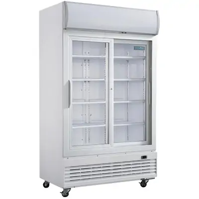 Polar GE581-A G-Series Sliding Door Upright Display Cooler/Fridge with Light Box 950Ltr