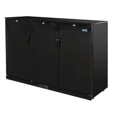 Polar GL017-A G-Series Back Bar Cooler with Triple Solid Hinged Doors Black - 900mm