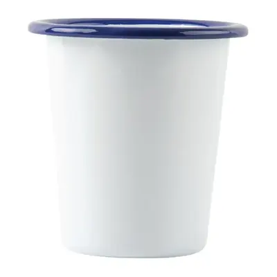 Enamel Tumbler 310ml White with Blue Rim (Box of 6)