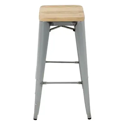 Bolero High Metal Bar Stools with Wooden Seat Pad ( Pack of 4 )