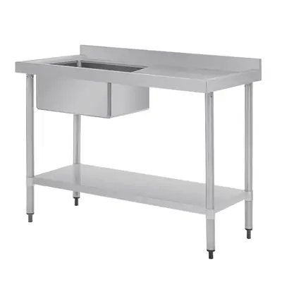 Vogue Single Bowl Sink R/H Drainer (90mm Drain) 1200mm