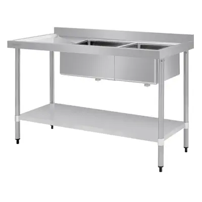 Vogue Double Bowl Sink L/H Drainer (90mm Drain) 1500mm