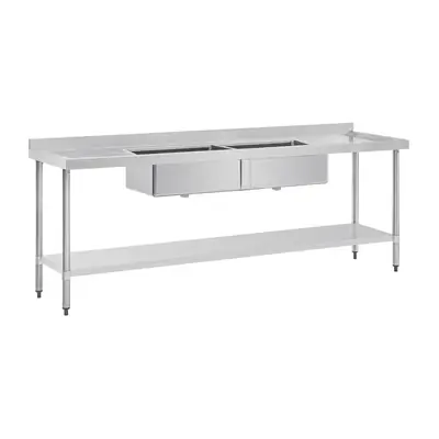 Vogue Double Bowl Sink Double Drainer (90mm Drain) 2400mm