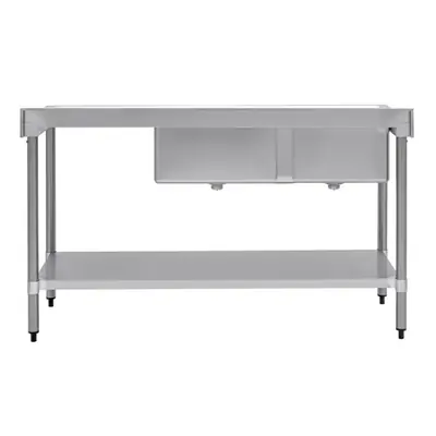 Vogue Double Bowl Sink R/H Drainer (90mm Drain) 1500x700mm