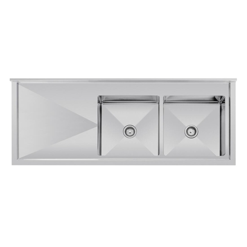 Vogue Double Bowl Sink L/H Drainer (90mm Drain) - 1800 x 700mm - HC920