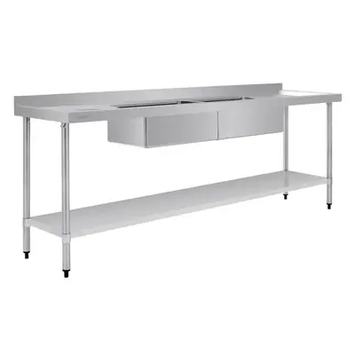 Vogue Double Bowl Sink Double Drainer (90mm Drain) 2400x700mm