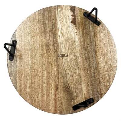 Olympia Round Display Stand Mango Wood with Metal Legs - 300x80mm