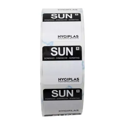 Hygiplas Colour Coded Food Labels Sunday Black- (Roll of 1000)