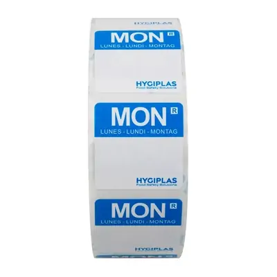 Hygiplas Colour Coded Food Labels Monday Blue (Roll of 1000)