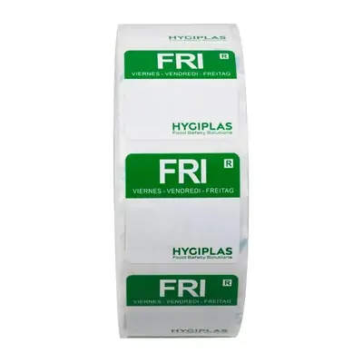 Hygiplas Colour Coded Food Labels Friday Green (Roll of 1000)