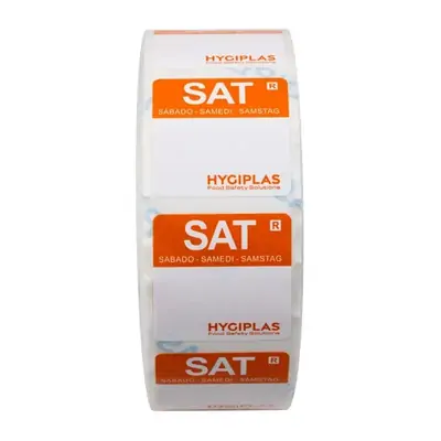Hygiplas Colour Coded Food Labels Saturday Orange (Roll of 1000)