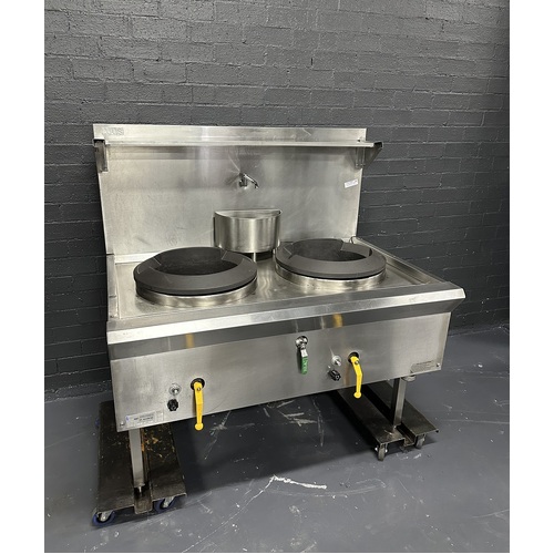 Pre-Owned Luus WZ-2C - 2 Hole Gas Wok with Chimney Burners - PO-1450