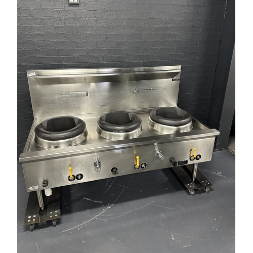 Pre-Owned B+S 3 Hole Gas Wok with Duckbill Burners - Nat Gas - PO-1470