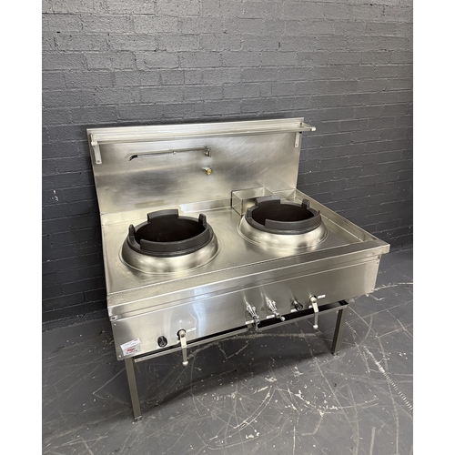 Pre-Owned Gas 2 Hole Wok with Chimney Burners - PO-1727