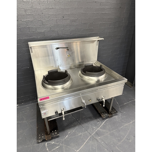 Pre-Owned Gas 2 Hole Wok with Chimney Burners - LPG
