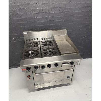 Pre-Owned Goldstein PF12G428FF - 4 Burner Gas Cooktop + 300mm Griddle and Fan Forced Oven