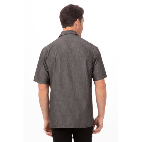 Chef Works Detroit Striped Short Sleeve Denim Shirt - SKS003