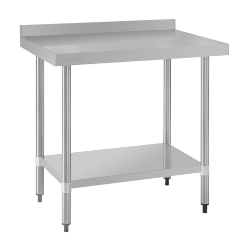 Vogue Stainless Steel Prep Table with Splashback 900x600x900mm